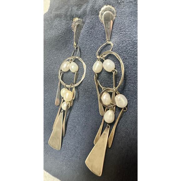 Robert Lee Morris Handmade Silver and Cultured Pearl Earrings - Picture 7 of 10